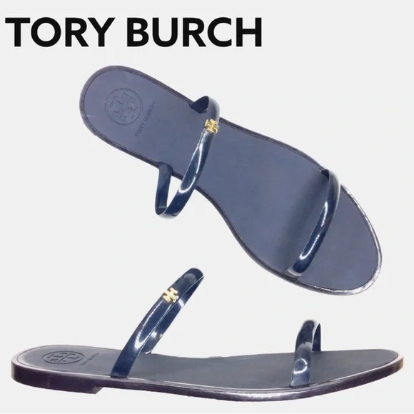 Tory Burch Women’s Navy Slip On Two Strap Jelly Slide Size 9M - Picture 2 of 6